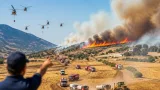 Söke'de Yağbasan mevkiindeki zirai yangına kara ve hava ekipleri müdahale ediyor