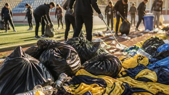 Beypazarı’nda Fenerbahçe Spor Okulları öğrencileri ilçe stadı ve okul bahçelerini temizledi