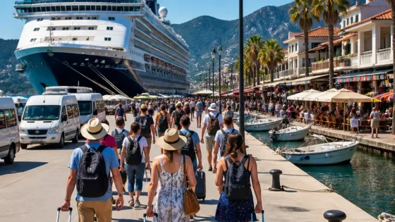 Marmaris limanına 4 bini aşkın yolcu getiren dev kruvaziyer ekonomik hareketlilik yarattı