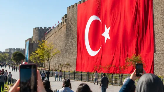 Tarihi Diyarbakır surlarına dev Türk bayrağı asıldı