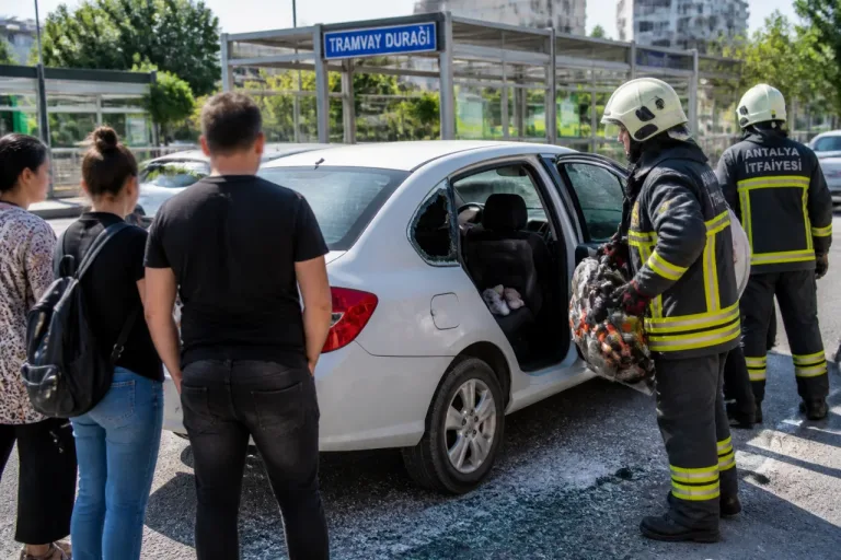 Antalya'da araçta mahsur kalan 1 yaşındaki çocuk itfaiye ekiplerince kurtarıldı