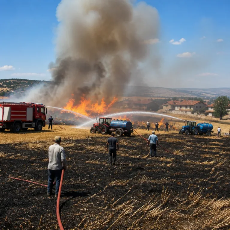 Keşan'da hasada günler kala 12 dönümlük buğday tarlası alevlere teslim oldu