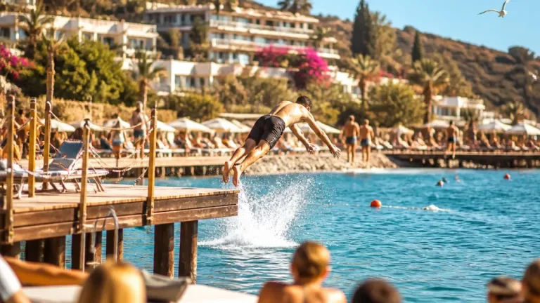 Bodrum Gölköy'de ünlü isim görüntülendi: Otel iskelesinde denize atladı