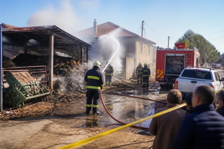 Bucak Kuşbaba'da açık ahır yangını, itfaiye evin alevlere sıçramasını engelledi
