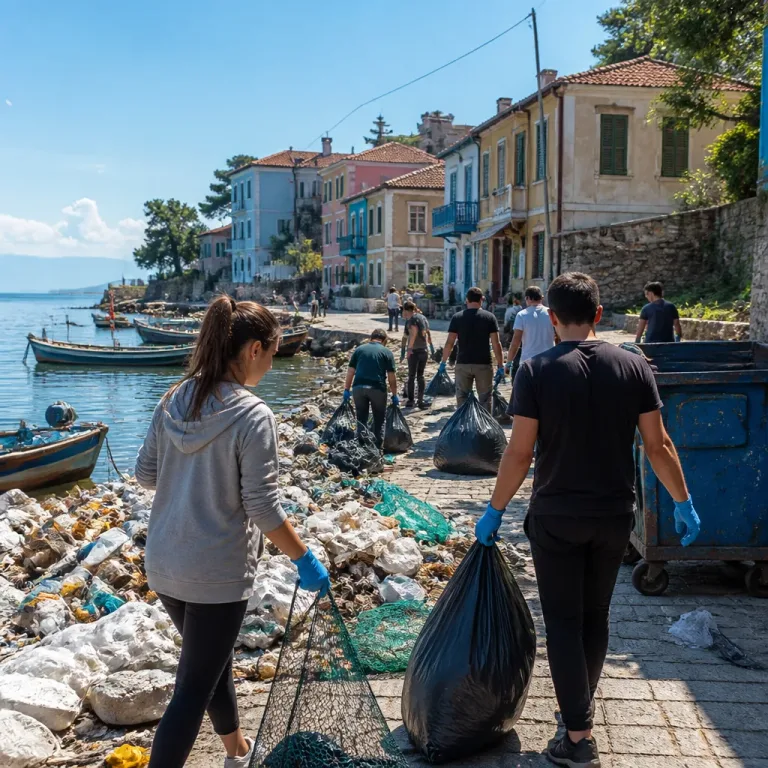 Mudanya'da 15 ülkenin gençleri sahil ve mahallede plastik kirliliğine müdahale etti