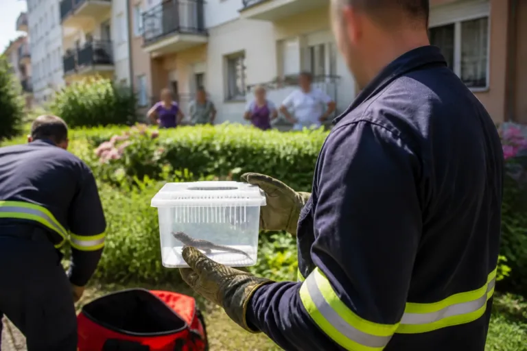 Çiftlikköy’de apartman bahçesine giren oluklu kertenkele itfaiye tarafından yakalandı