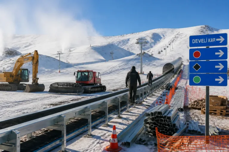 Develi Kapı’ya yürüyen bant geliyor: Erciyes girişlerinde yenileme çalışması sürüyor