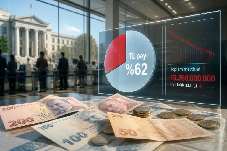 Türk lirası mevduatında yükselen pay ve bankacılık mevduatındaki haftalık düşüş aynı haberde