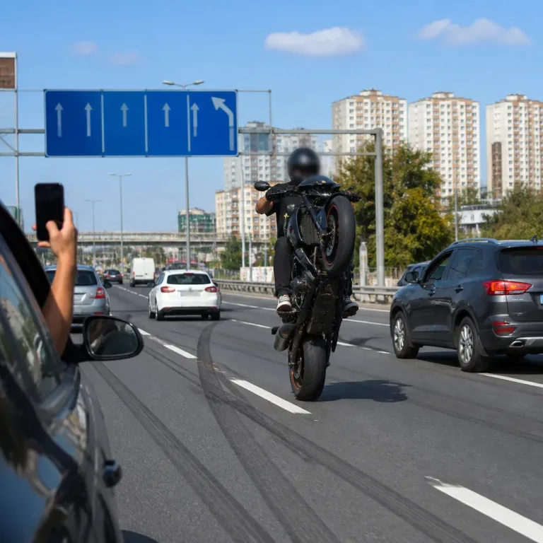 D-100'de tek teker tehlikesi: Seyir halindeki motosikletli uzun süre dengesiz ilerledi