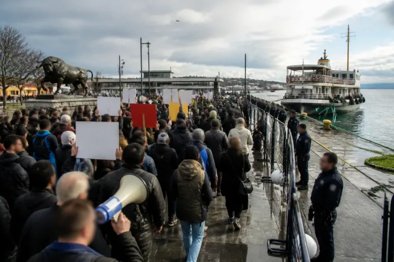 Kadıköy’de rıhtımda NATO Zirvesi protestosu: yürüyüş ve ortak açıklama yapıldı