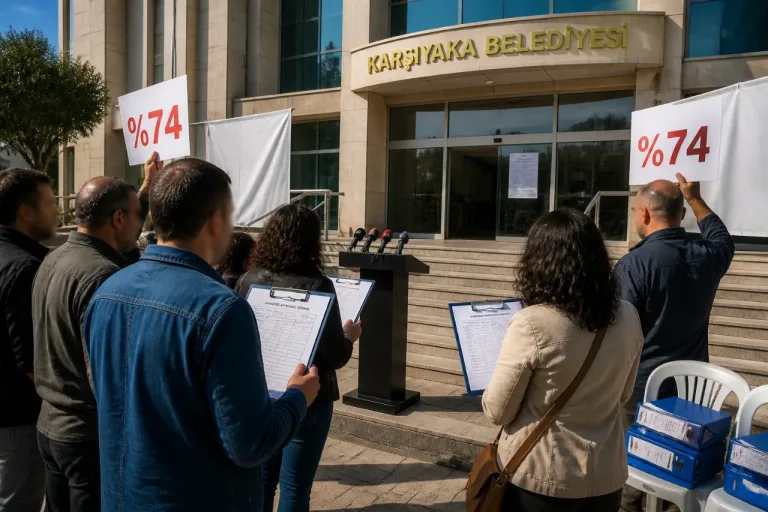 Karşıyaka'da asansör denetimleri tartışması: MMO'dan belediye önünde tepki