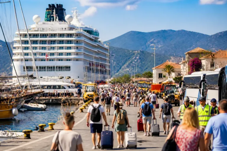 Marmaris Limanı'na yanaşan kruvaziyerle <strong>4 bin</strong> turisti ağırladı