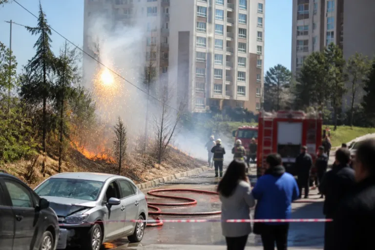 Ümraniye'de yüksek gerilim hattı kopması siteyi yangınla tehdit etti, bir kişi yaralandı